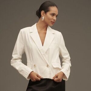 White blazer with gold buttons, lightweight and versatile #blazerlove